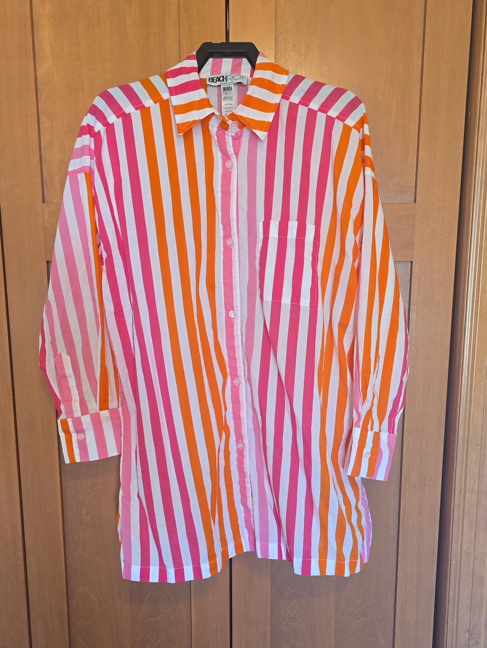 Beach Riot Alexa Striped Sunset Stripe Oversized Button Up Size S/M